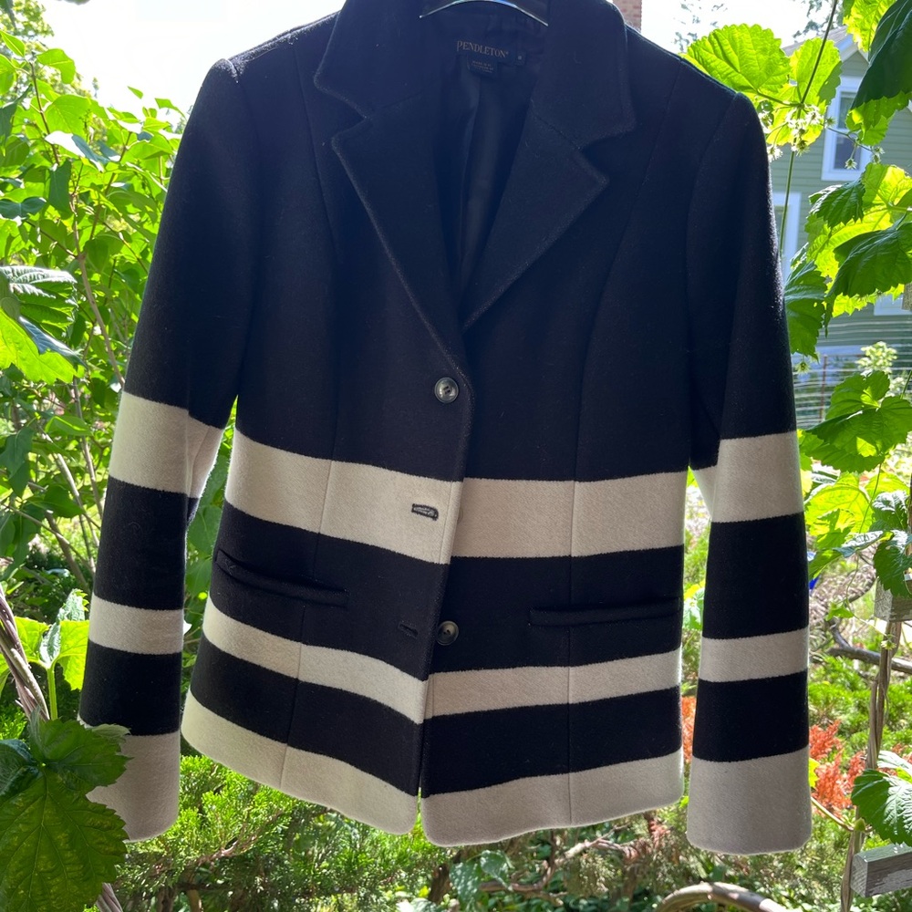 Black and White Striped Women's Pendleton Jacket
